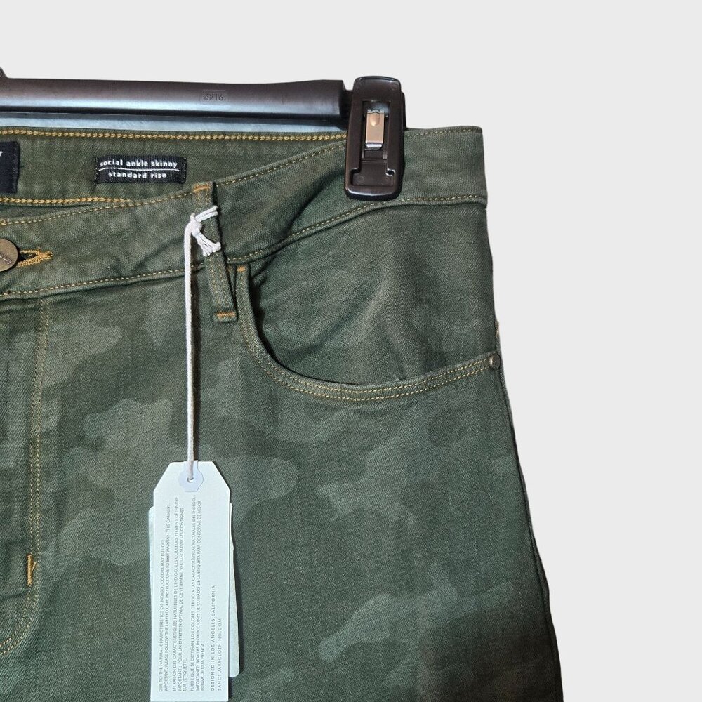 Sanctuary Social Standard Ankle Skinny Jeans in Prosperity Camo Green 18W NWT - Picture 4 of 9